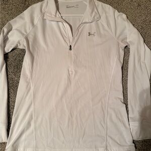 Under Armour White Fitted Zippered Polo Long Sleeve